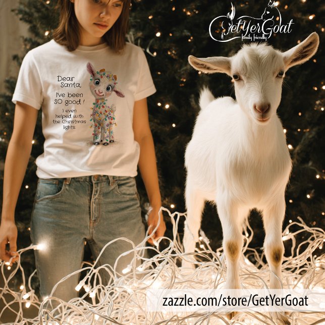 Kära Santa Funny Tangled jul Goat T Shirt (Skapare uppladdad)
