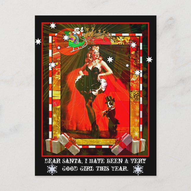Kära Santa, har jag varit en mycket bra flicka Helg Vykort (Framsida)