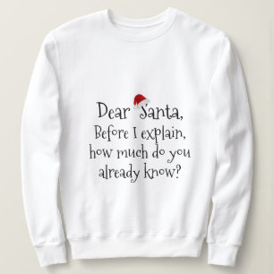 Kära Santa, hur mycket vet du? (svart text) T Shirt