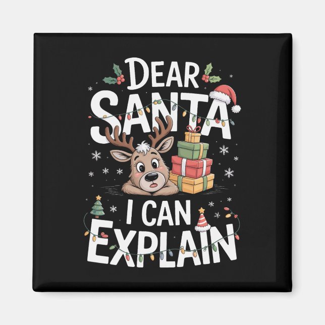 Kära Santa I kan förklara julfamiljen Kväll Magnet (Framsidan)