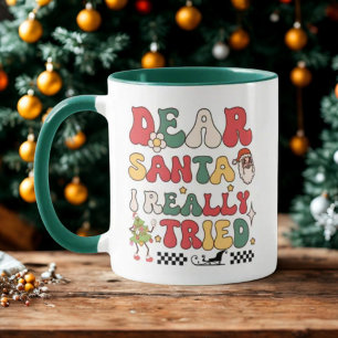 Kära Santa I Verkligen Tried Retro Funny jul Mugg