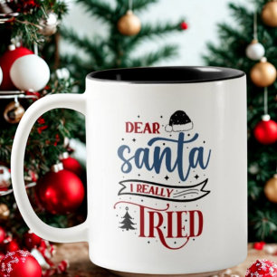 Kära Santa I Verkligen Tried Retro Funny jul Två-Tonad Mugg