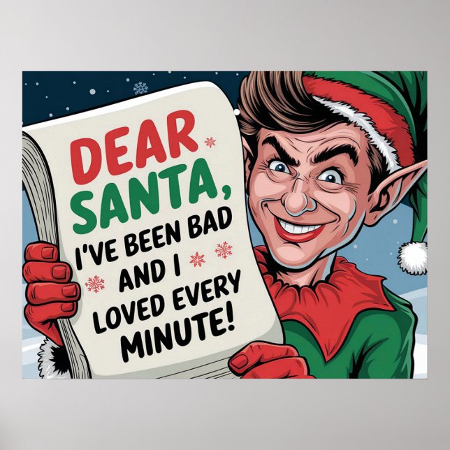 Kära Santa, jag har varit dålig juldesign för Elf- Poster (Framsidan)