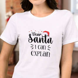 Kära Santa, jag kan förklara lustigt svart rött T Shirt