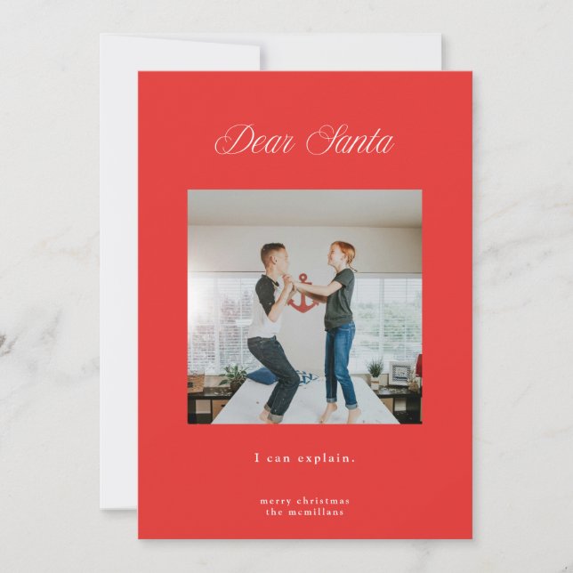 Kära Santa, jag kan förklara Rött julkort Inbjudningar (Framsida)