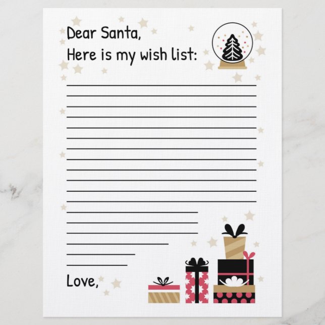 Kära Santa Jul Wishlist Letterhead Brevhuvud (Framsida)