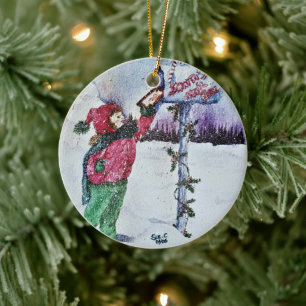 Kära Santa Julgransprydnad Keramik