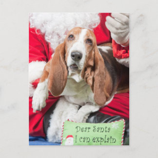 Kära Santa kan jag förklara Bassethund Helg Vykort
