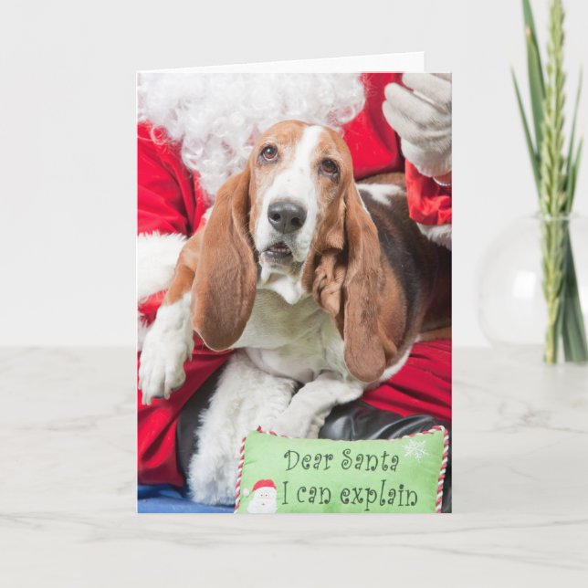 Kära Santa kan jag förklara Bassethund Helgkort (Framsida)