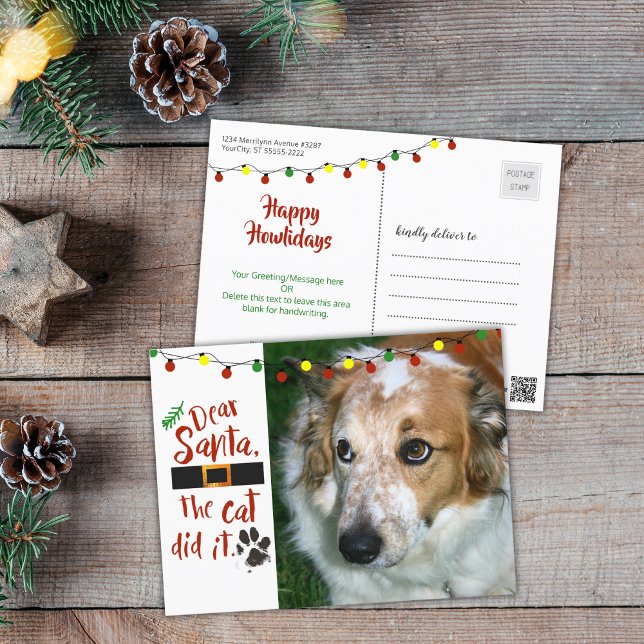 Kära Santa, katten gjorde den - hund älskare Helg Vykort (Skapare uppladdad)