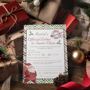 Kära Santa   Kids Personlig Brev till Santa Santa Inbjudningar