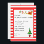 Kära Santa List Brev-jultomten Julkort<br><div class="desc">Den här designen skapades genom digital grafik. Den kan vara personlig i det område som tillhandahålls genom att ändra fotot och/eller text. Du kan också anpassa den genom att klicka för att anpassa ytterligare alternativ och ta bort eller ändra bakgrunden i färg, lägga till text, ändra texten färg eller stil...</div>