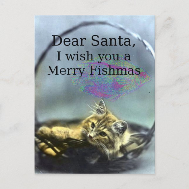 Kära Santa Merry Fishmas Helg Vykort (Framsida)