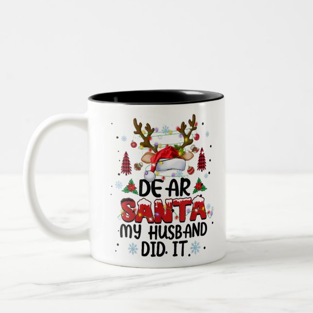 Kära Santa My Make! Det var roligt julpajam Två-Tonad Mugg (Vänster)