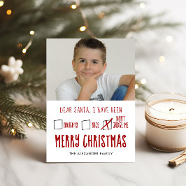Kära Santa Naughty Nice Helgdag Photo Card Julkort