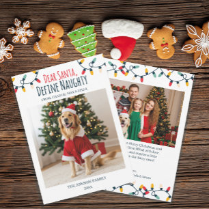 Kära Santa Naughty Rolig hund jul 2 Foton Julkort