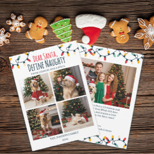 Kära Santa Naughty Rolig hund jul 5 Foton Julkort