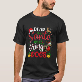 Kära Santa precis ta med Hundar jul Julafton Pitbu T Shirt
