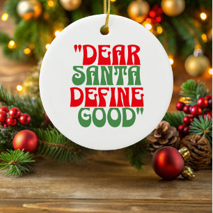 Kära Santa Red och Grönt Groovy Font Ornament