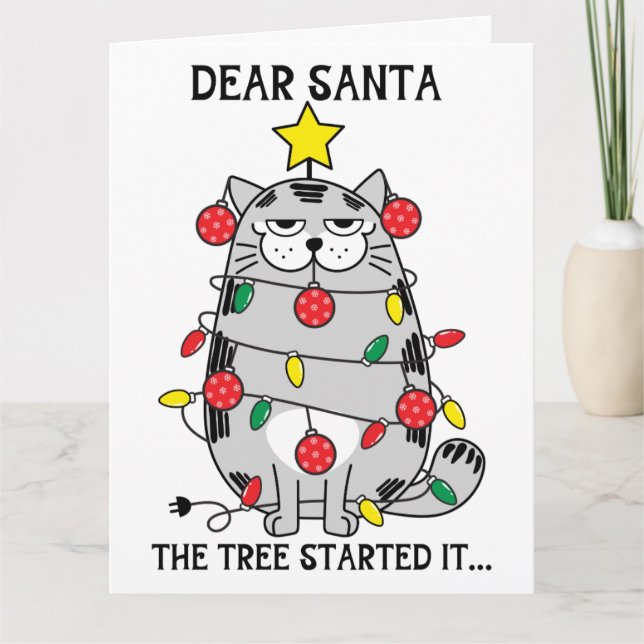 Kära Santa Roliga meningar, julklapp Träd Anpassni Kort (Framsida)