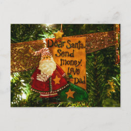 Kära Santa Send Money Helg Vykort