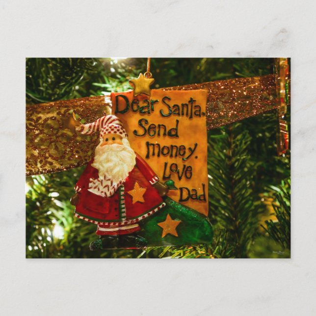 Kära Santa Send Money Helg Vykort (Framsida)