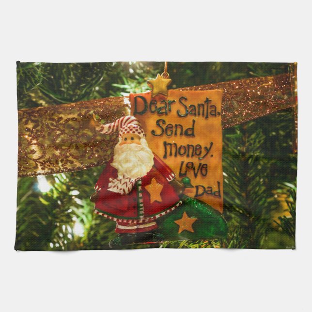 Kära Santa Send Money Kökshandduk (Horisontell)
