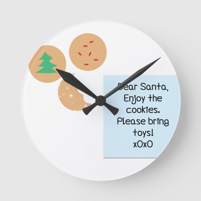 Kära Santa - snälla ta med Leksaker Rund Klocka (Framsida)