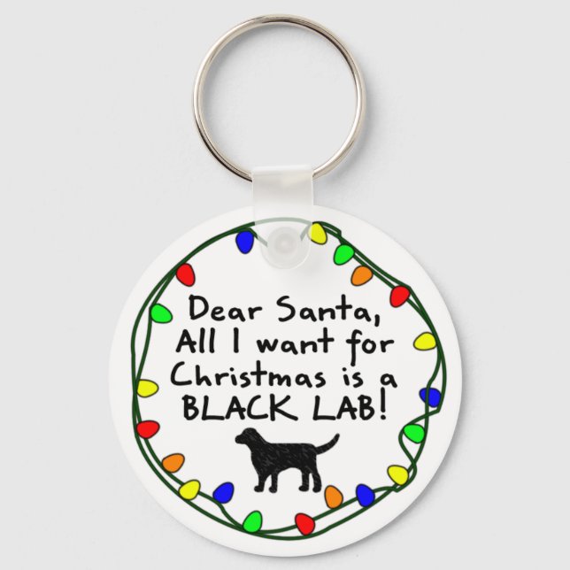 Kära Santa Svart lab Nyckelring (Framsida)