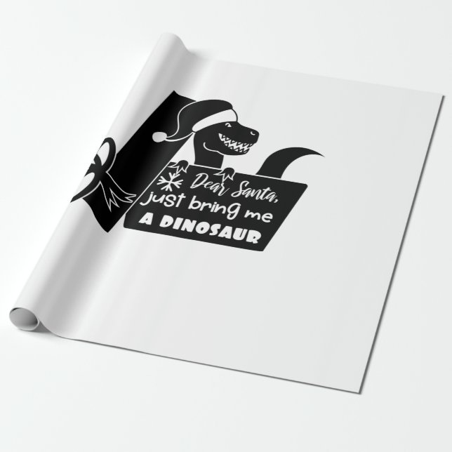 Kära Santa, ta med mig en dinosaurie-svart Presentpapper (Utrullad)