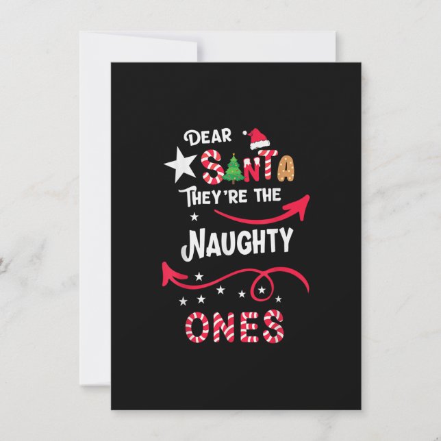 Kära Santa Theyu2019re the Naughty Ones Family Chr Inbjudningar (Framsida)