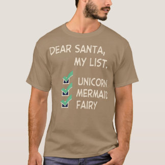 Kära Santa Unicorn Sjöjungfru Fairy Funny jul T Shirt