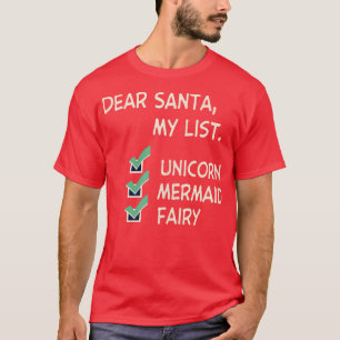 Kära Santa Unicorn Sjöjungfru Fairy Funny jul T Shirt