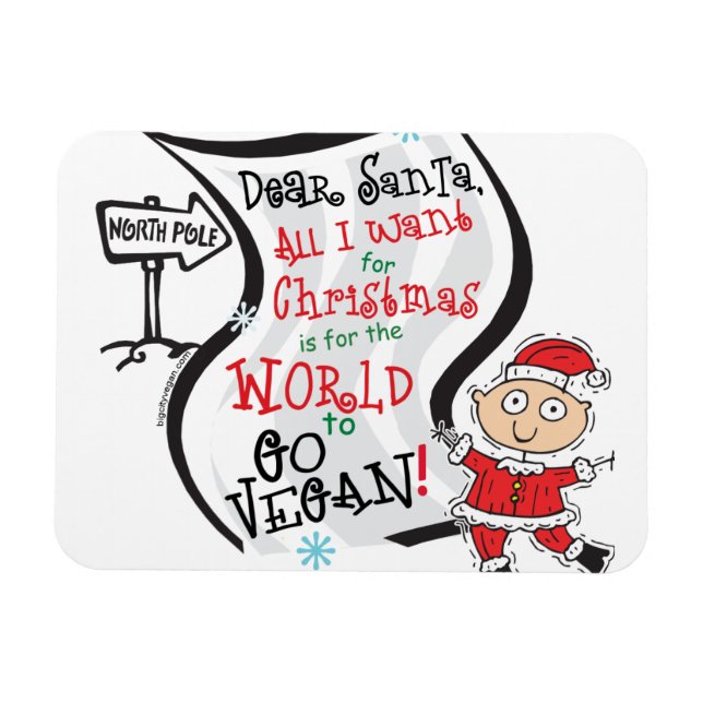 Kära Santa Vegan Wish Magnet (Horisontell)