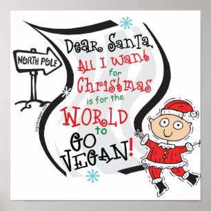 Kära Santa Vegan Wish Poster