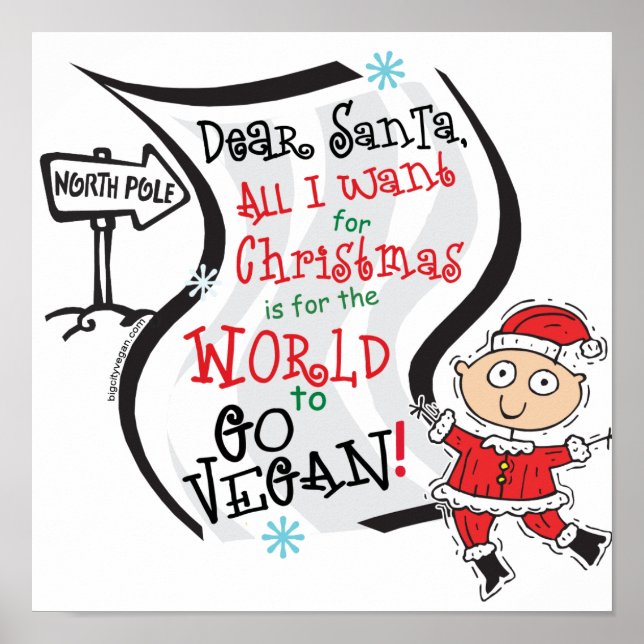 Kära Santa Vegan Wish Poster (Framsidan)