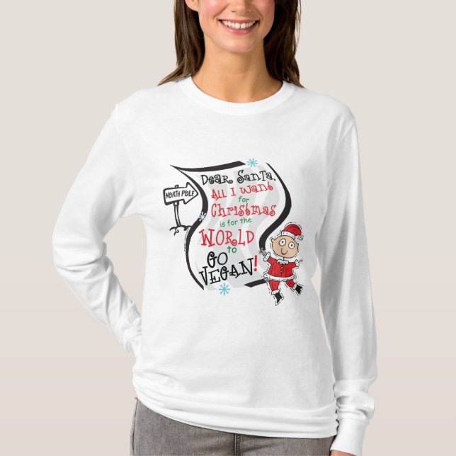 Kära Santa Vegan Wish Tee Shirt (Framsida)