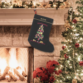 Kära Santa Vin Julgran Illustration Liten Julstrumpa