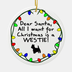Kära Santa Westie Julgransprydnad Keramik