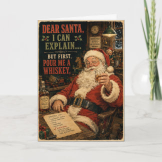 Kära Santa Whiskey Rolig Jul Kort