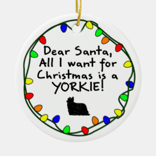 Kära Santa Yorkie Julgransprydnad Keramik
