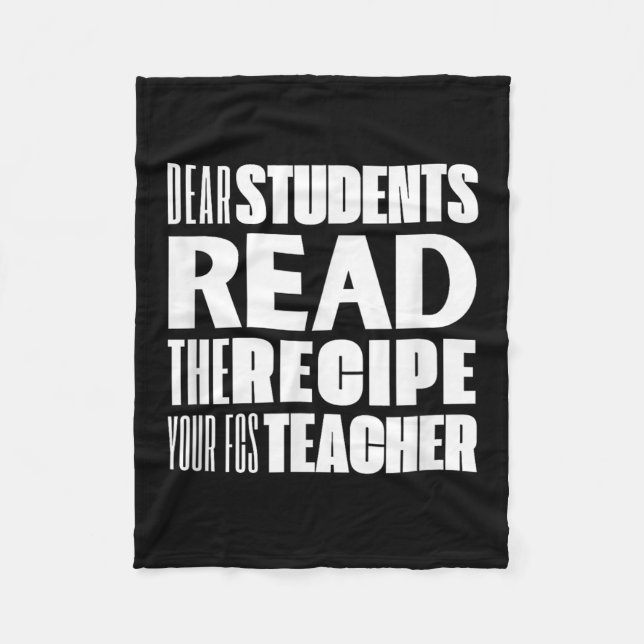 Kära Studenter, läs recept din FCS-lärare. Fleecefilt (Framsidan)
