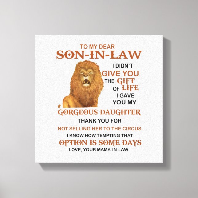 Kära svärson, jag gav dig min fantastiska dotter canvastryck (Framsida)