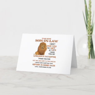 Kära svärson, jag gav dig min fantastiska dotter helgkort