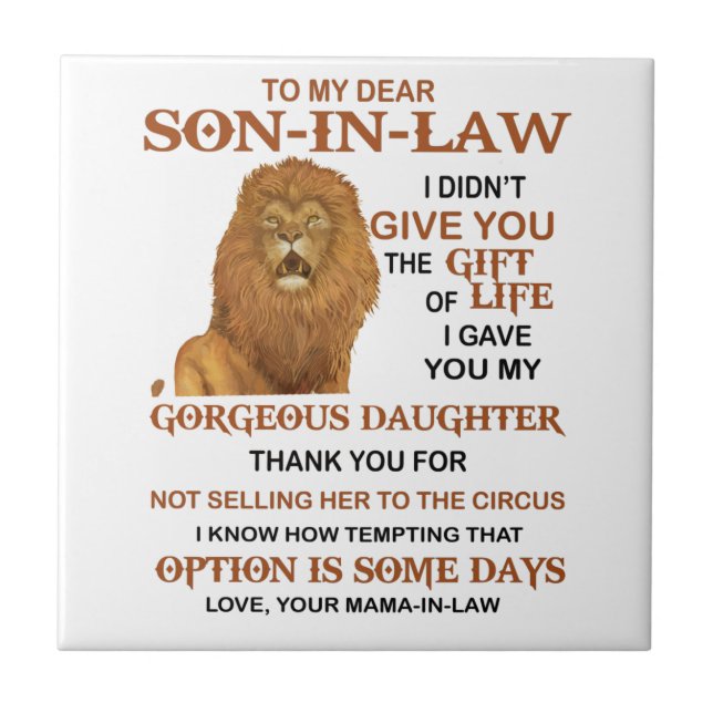 Kära svärson, jag Ge dig inte livets gåva Kakelplatta (Framsidan)