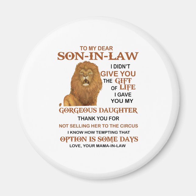 Kära svärson, jag Ge dig inte livets gåva Magnet (Framsidan)