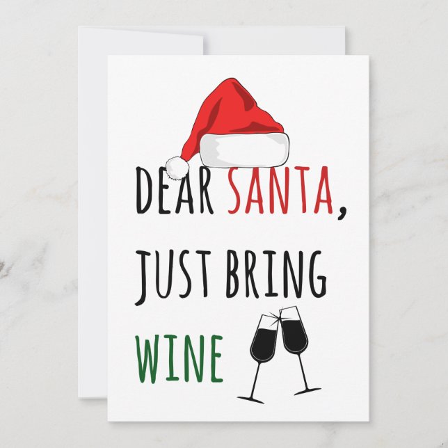 Kära Tomte Bara Ge Vin Rolig Jul Kort (Framsida)