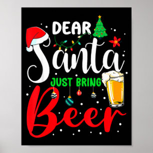 Kära Tomte Bara Ta Med Öl Jul Pyjamas Familj Poster