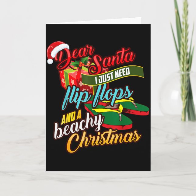 Kära tomte behöver bara flip flops och en strandig kort (Framsida)