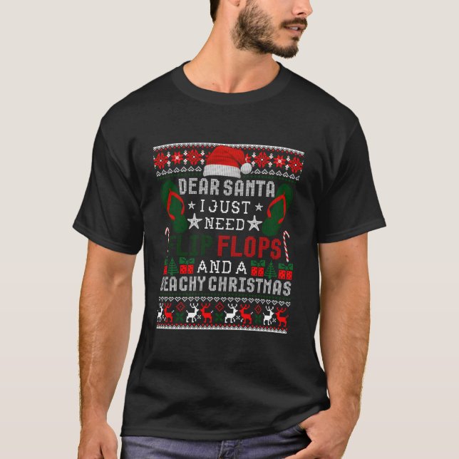 Kära Tomte Brev Flip Flops Strand Nöje Fula T Shirt (Framsida)